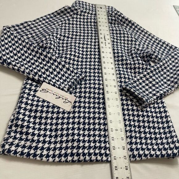 NWT Lulu B Blue White Houndstooth Pullover Sweater Size XS New - Picture 8 of 8